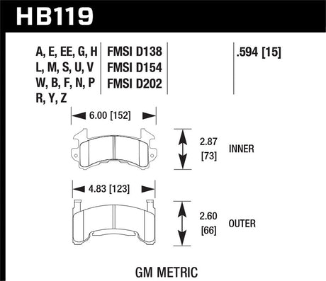 Product of Hawk Performance HB119F.594 Performance/ Street Brake Pad - Set Of 4 
