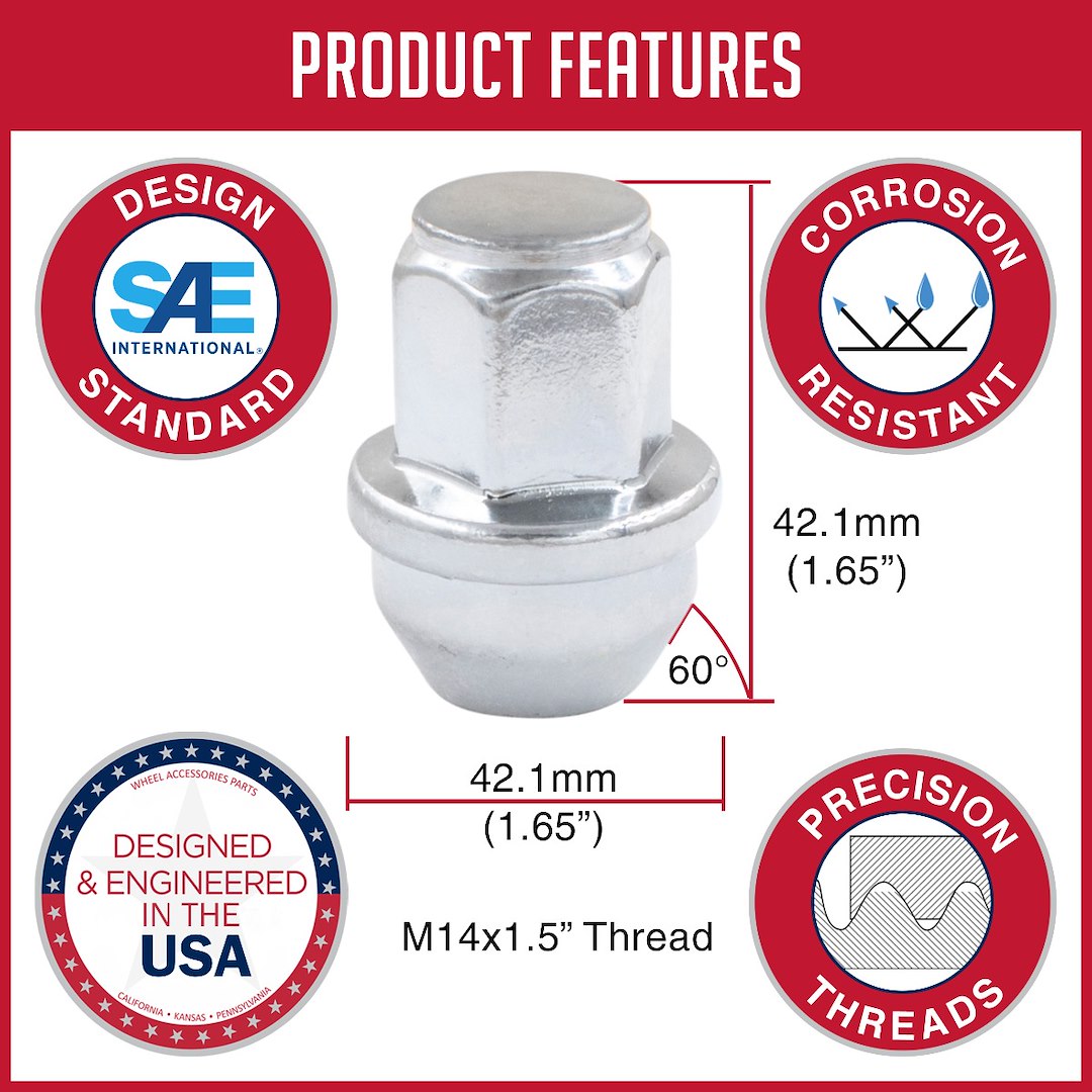 Product of Coyote Wheel Accessories 661148 60 Degree Conical 14x1.5 Lug Nut 