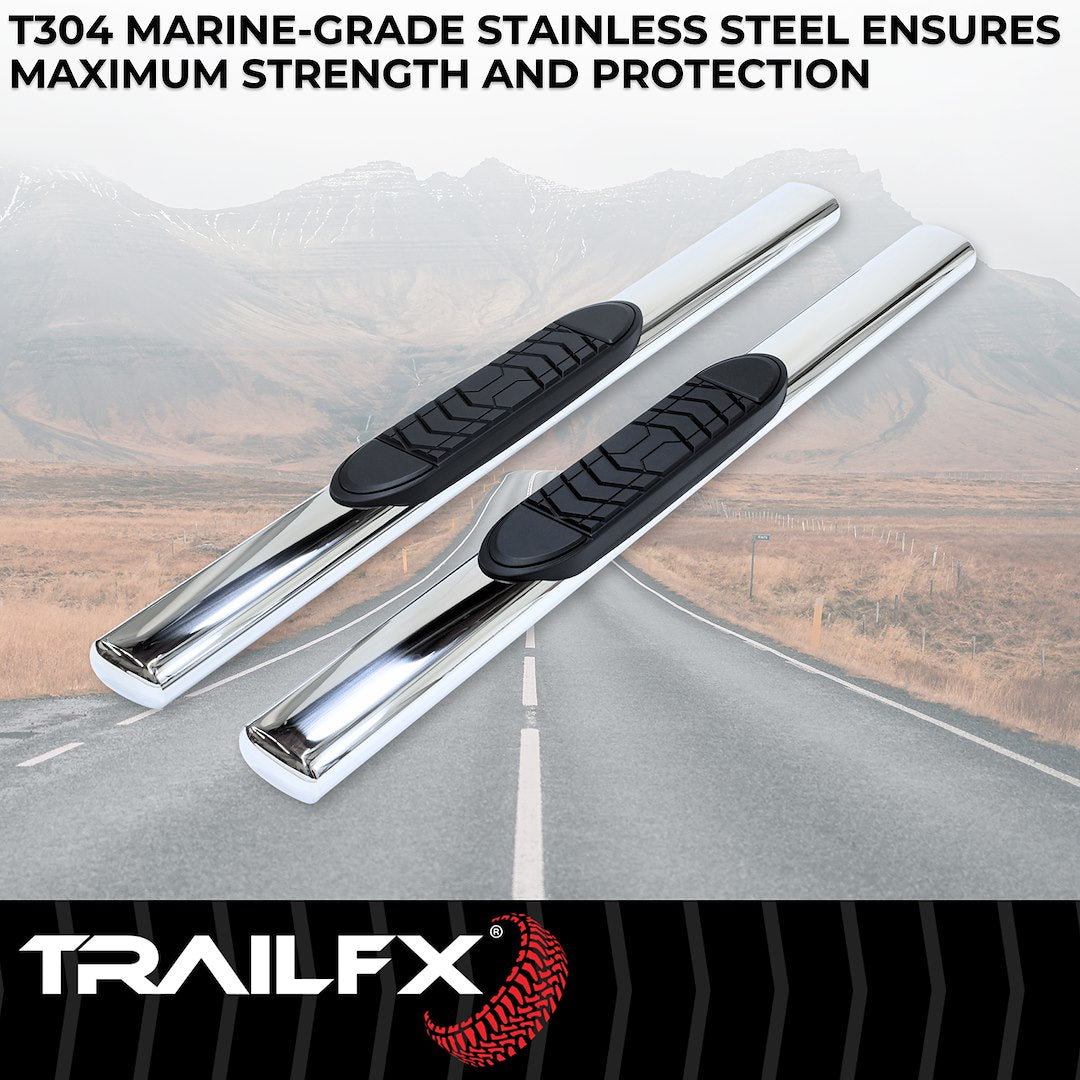 Product of TrailFX A7036S TFX 5" Oval Straight Side Bars Nerf Bar With Surface Steps 