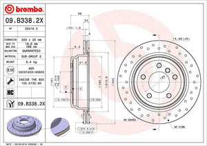 Product of Brembo 09B3382XC02 Xtra Vented Cross Drilled 1 Piece Brake Rotor 