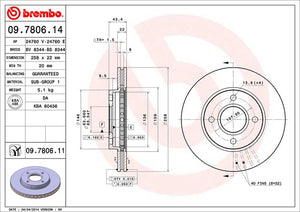 Product of Brembo 09780611C02 Vented 1 Piece Brake Rotor 