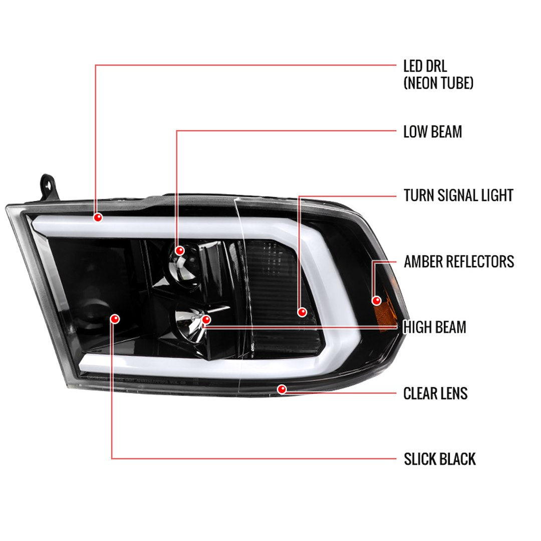Spec-D Tuning 2lhp-Ram09bk-G2-Tm Headlight Assembly||2lhp-Ram09bk-G2-Tm_7.Jpg||92||sdtam09bkg2tm||1087067