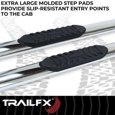 Product of TrailFX A1529S TFX 4" Oval Tube Side Steps Nerf Bar With Surface Steps 