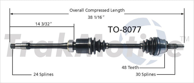 Trakmotive To-8077 Cv Axle Shaft||to-8077.Jpg||85||trkto8077||2261532
