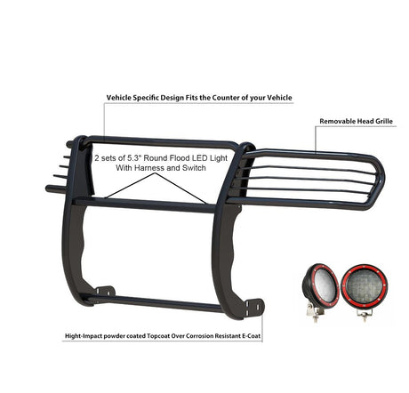 Product of Black Horse Offroad 17DR01MA-PLFR Grille Guard  