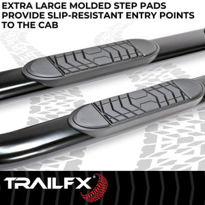Product of TrailFX A7092B TFX 5" Oval Bent Side Bars Nerf Bar With Surface Steps 