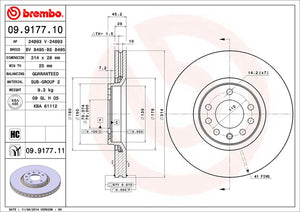 Product of Brembo 09917711C02 Vented 1 Piece Brake Rotor 