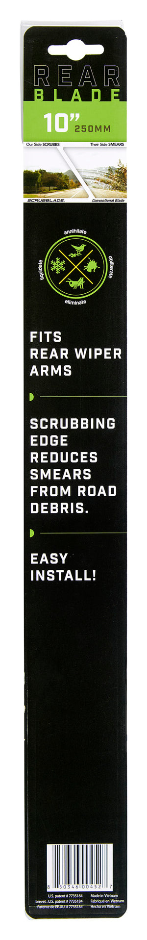 Scrubblade Sr0010 Windshield Wiper Blade||rearblade-Pkg-10in-Back.Jpg||89||scrsr0010||1523110