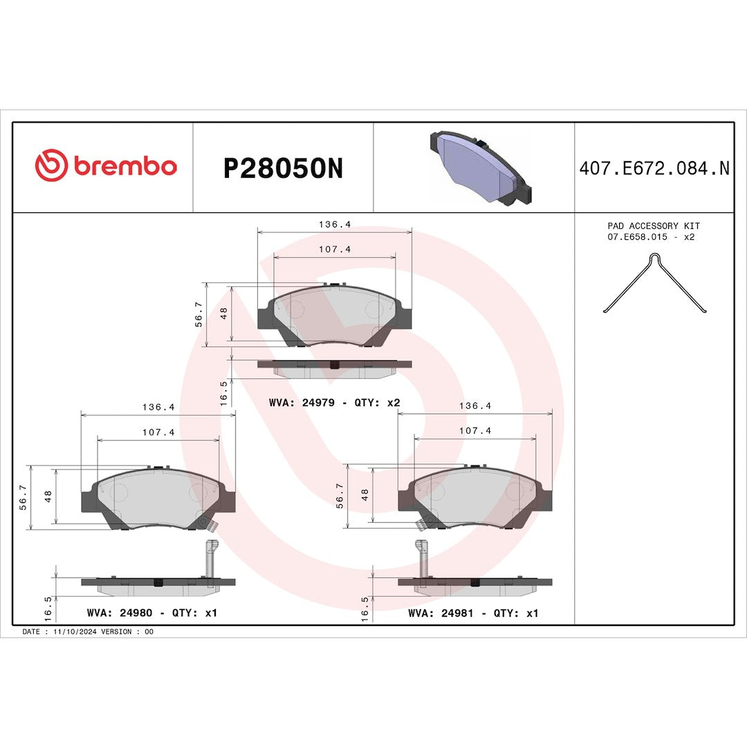 Brembo P28050n Brake Pad||p28050n_Drw.Jpg||89||brmp28050n||1752878