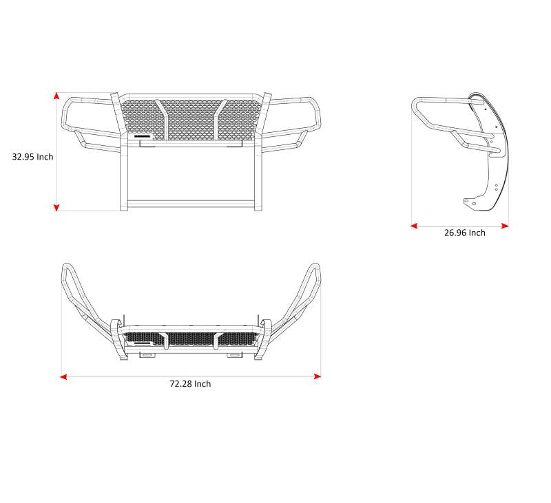 Black Horse Offroad Ru-Fora19-B-Plfb Grille Guard||ru-Fora19-B-Plfb_12.Jpg||95||blkfoa19bplfb||2238490