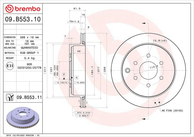 Brembo 09b55310c02 Brake Rotor||09b55310c02.Jpg||85||brm09b55310||1684250