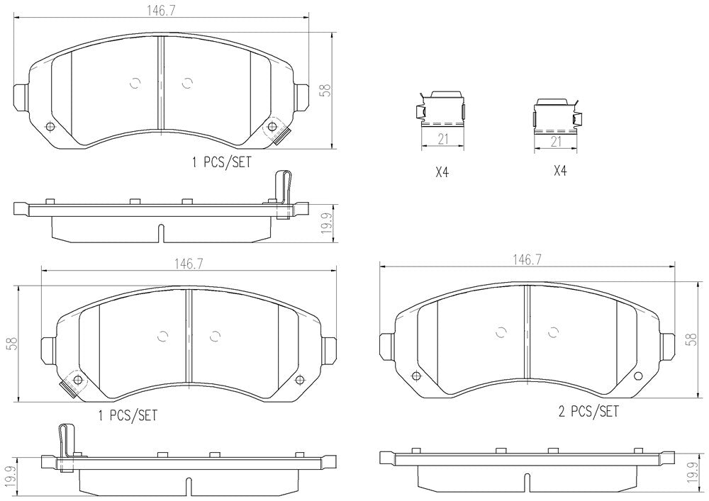 Product of Brembo P10050N Brake Pad - Set Of 4 