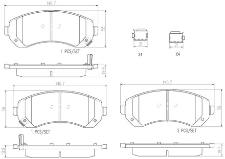Product of Brembo P10050N Brake Pad - Set Of 4 