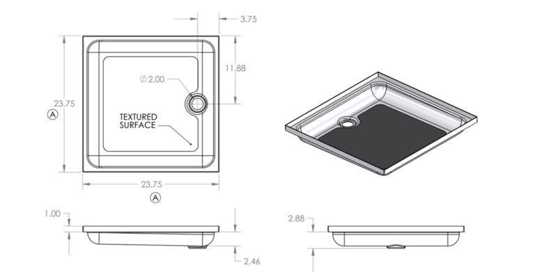 Specialty Recreation Sp2424w Shower Pan||sp2424_Schem.Jpg||86||b1gsp2424w||1733830