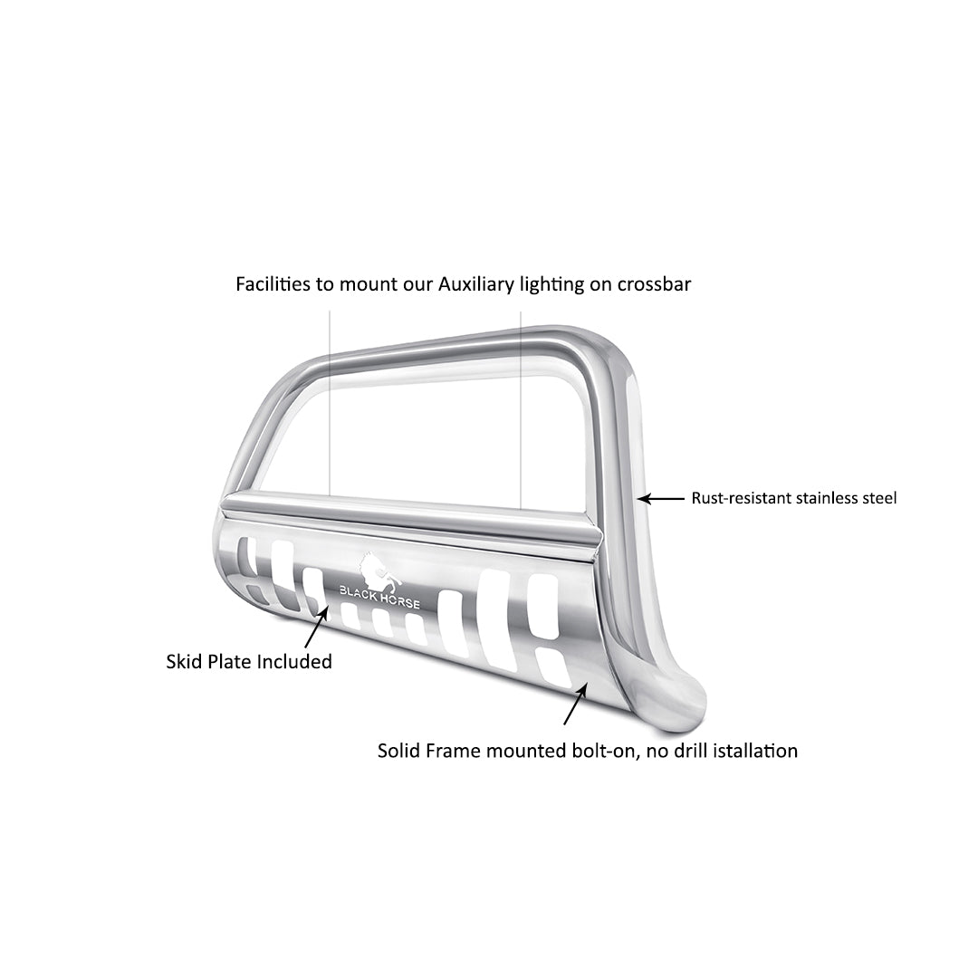 Product of Black Horse Offroad BB093904-SP Bull Bar Polished 3 Inch No with skid plate 