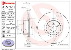 Product of Brembo 09A77111C02 Vented 1 Piece Brake Rotor 