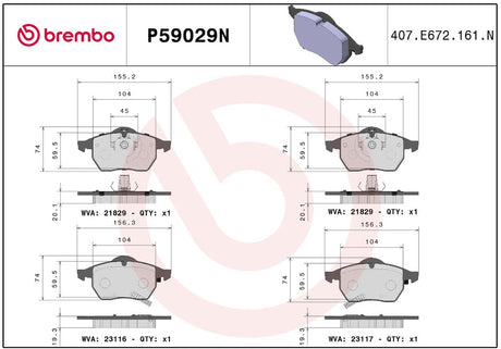 Brembo P59029n Brake Pad||p59029n_R.Jpg||86||brmp59029n||2091742