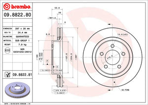 Product of Brembo 09882281C02 Vented 1 Piece Brake Rotor 
