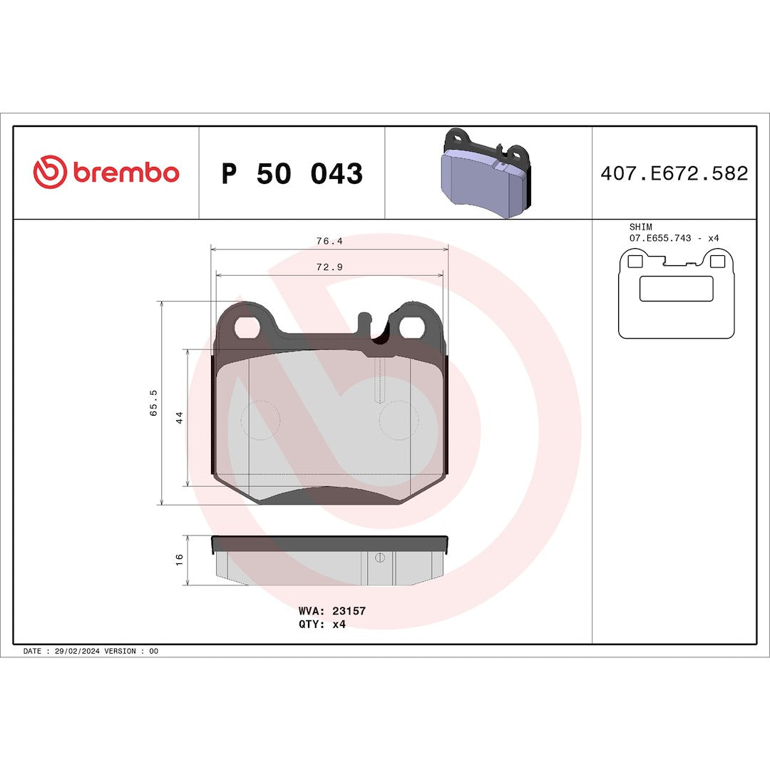 Brembo P50043 Brake Pad||p50043_Drw.Jpg||88||brmp50043||1754623
