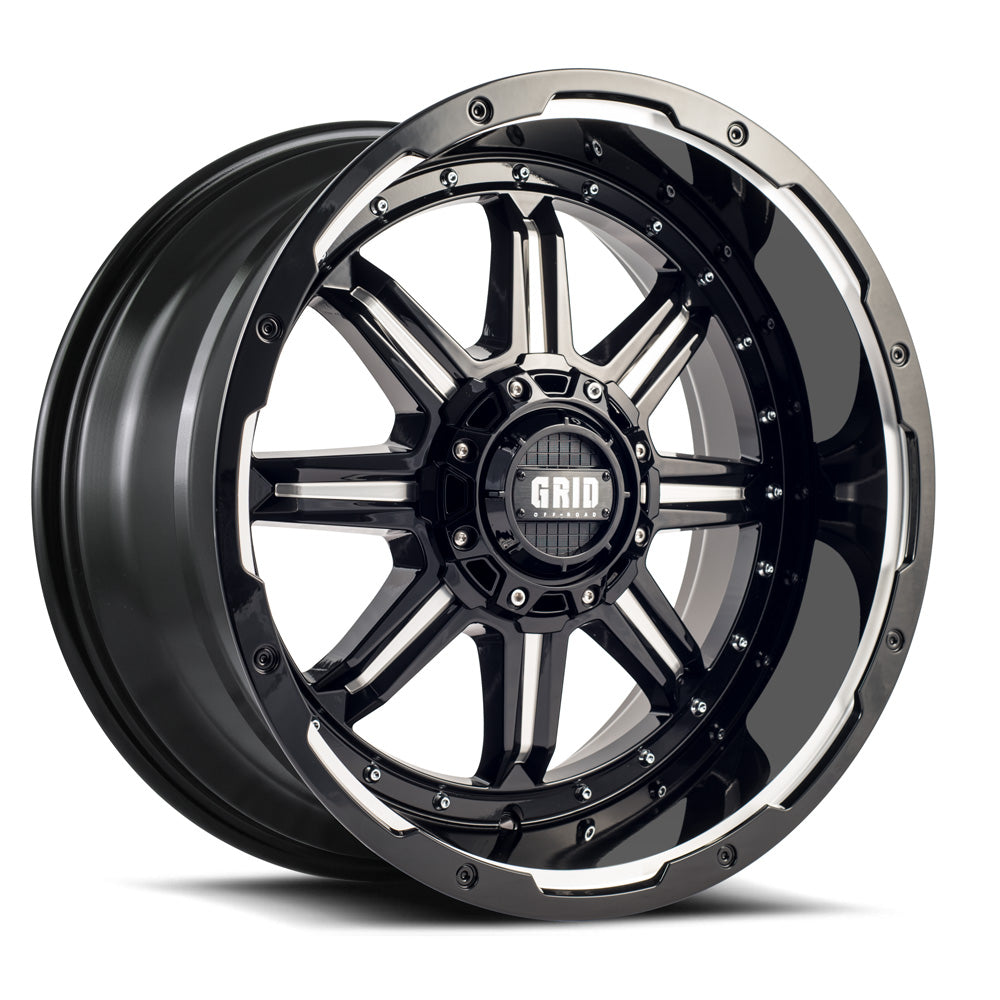 Product of Grid Wheels 20x10 Gloss Black With Natural Accents Wheel - 5x5.90 Bolt Pattern 