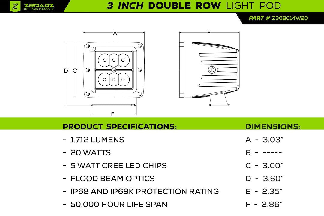 Product of ZROADZ Z364721-KIT4 Driving/ Fog Light 