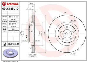 Product of Brembo 09C18511C02 Vented 1 Piece Brake Rotor 