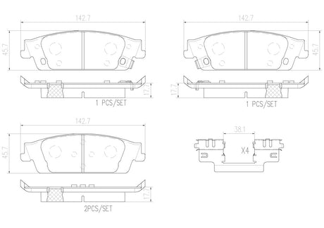 Product of Brembo P10068N Brake Pad - Set Of 4 