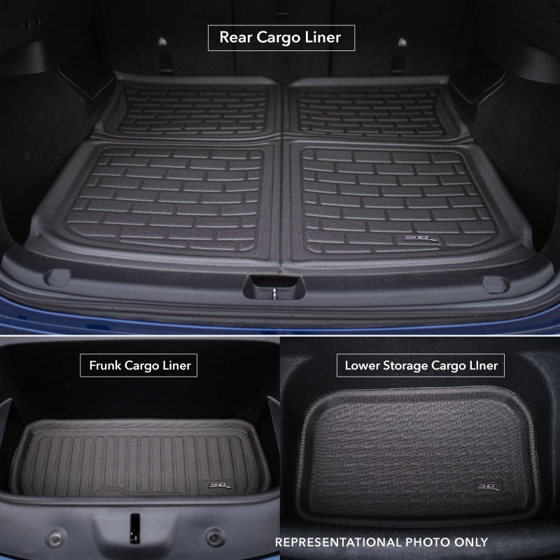 Product of 3D Mats M1JP0261309 Black Thermoplastic Rubber Of Carbon Fiber Texture To Back Of 2nd Seat Cargo Area Liner 