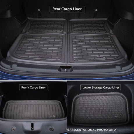 Product of 3D Mats M1JP0261309 Black Thermoplastic Rubber Of Carbon Fiber Texture To Back Of 2nd Seat Cargo Area Liner 