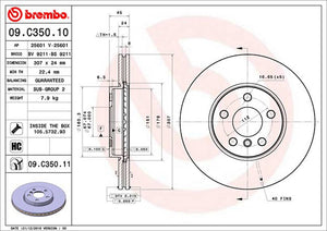 Product of Brembo 09C35011C02 Vented 1 Piece Brake Rotor 