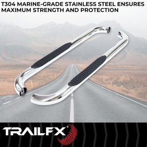Product of TrailFX A0046S TFX Round Tube Side Steps Nerf Bar With Surface Steps 