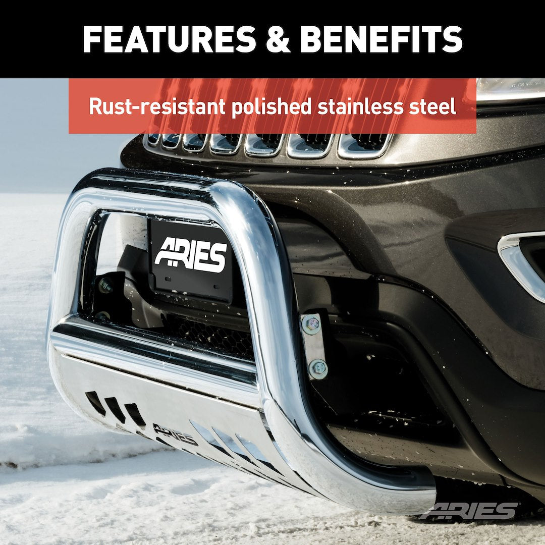 Product of Aries 35-4016 Bull Bar Polished 3 Inch Yes with skid plate 