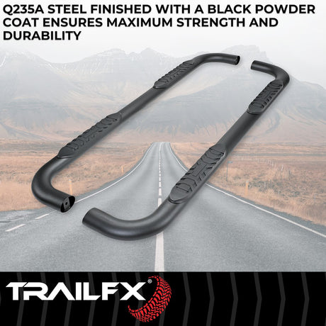 Product of TrailFX A1010B TFX 4" Oval Tube Side Steps Nerf Bar With Surface Steps 
