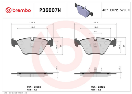 Brembo P36007n Brake Pad||p36007n_1.Png||86||brmp36007n||2104598