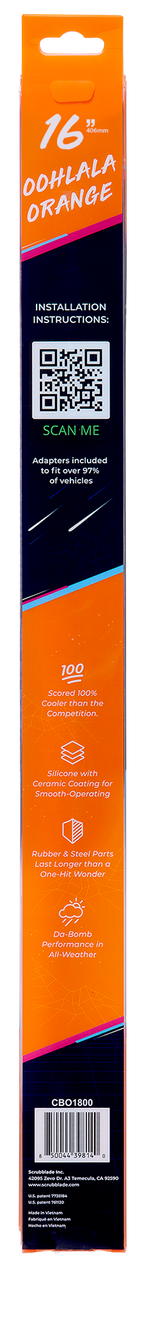 Scrubblade Cbo1600 Windshield Wiper Blade||oohlala Orange 16 Back.Png||88||scrcbo1600||1522859