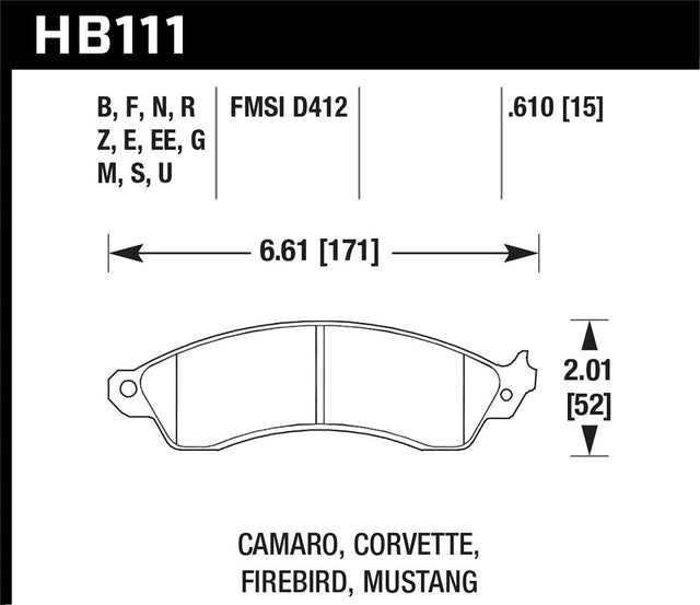 Hawk Performance Hb111n.610 Brake Pad||hb111.Jpg||86||h27hb111n610||2215940