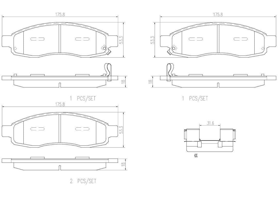 Product of Brembo P58001N Brake Pad - Set Of 4 