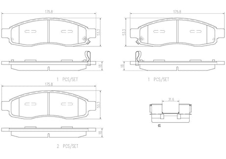Product of Brembo P58001N Brake Pad - Set Of 4 