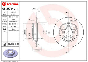 Product of Brembo 08908411C02 Solid 1 Piece Brake Rotor 