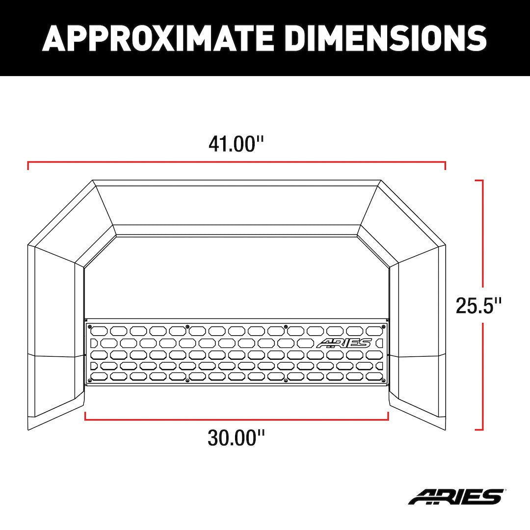 Product of Aries 2164003 Bull Bar Black Carbide Powder Coated 5-1/2 Inch Yes with skid plate 