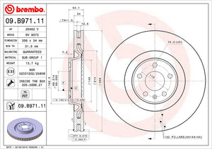 Product of Brembo 09B97111C02 Vented 1 Piece Brake Rotor 