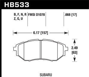 Product of Hawk Performance HB533B.668 Street/ Performance Brake Pad - Set Of 4 