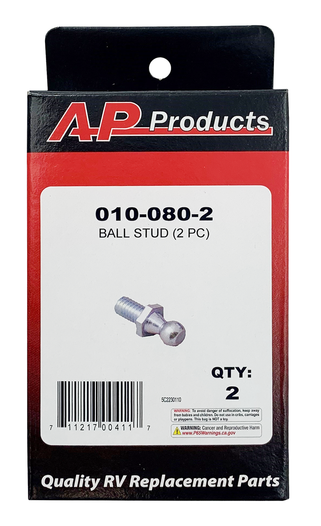 Ap Products 010-080-2 Multi Purpose Lift Support Ball Stud||010-080-2_Pkg.Png||86||a1w0100802||973115