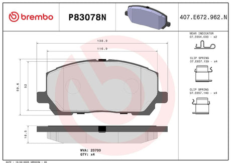 Brembo P83078n Brake Pad||p83078n_2.Jpg||86||brmp83078n||2091761
