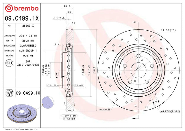 Brembo 09c4991xc02 Brake Rotor||09c4991xc02.Jpg||85||brm09c4991x||1684307