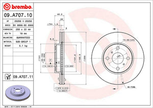 Product of Brembo 09A70711C02 Vented 1 Piece Brake Rotor 