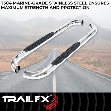 Product of TrailFX A0029S TFX Round Tube Side Steps Nerf Bar With Surface Steps 
