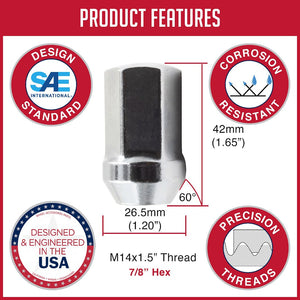 Product of Coyote Wheel Accessories 53K548 60 Degree Conical 14x1.5 Lug Nut 