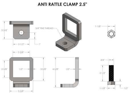 Bulletproof Hitches 25antirattle Trailer Hitch Receiver Tube Anti Rattle Bracket||2.5 Inch Anti Rattle Clamp (2).Jpg||86||bph25antiratt||1436376