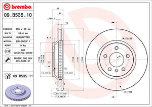 Product of Brembo 09B53511C02 Vented 1 Piece Brake Rotor 